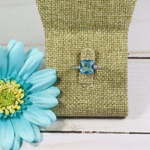 Sterling Silver Aqua Blue Cubic Zirconia Ring